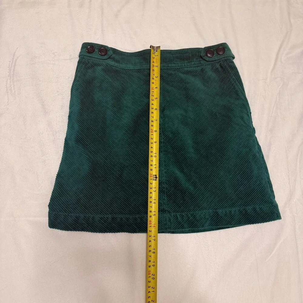 LOFT Forest Green Corduroy Mini Skirt Sz 4 Button Detail Lined Cotttagecore - Picture 5 of 8